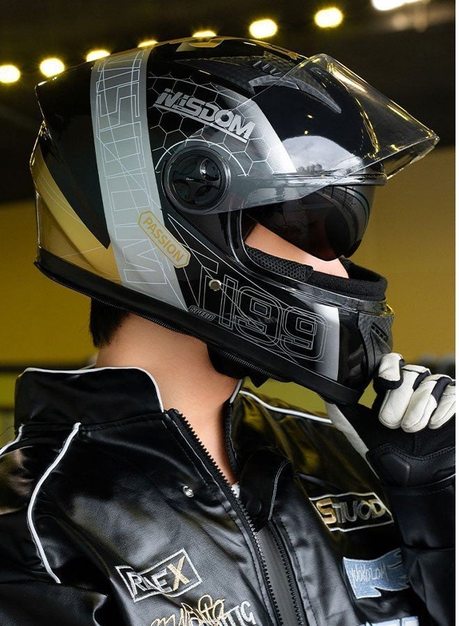 خوذة كاملة الوجه مع واقي قابل للتعديل، فتحة تهوية، عدسة مضادة للضباب، غلاف من مادة ABS، خوذة دراجة نارية، معدات ركوب، خوذة كاملة الوجه للشباب، خوذة دراجة نارية للطرق الوعرة، خوذة ركوب للجنسين، خوذة رائعة للدراجات الجبلية والطرق، خفيفة الوزن ومقاومة للصدمات، مناسبة للرحلات في جميع الفصول. - Image 2